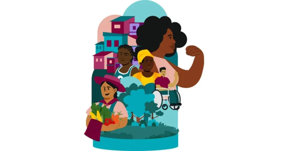 mulheres na comunidade para representar a teoria da mudança da ideia negócios do bem